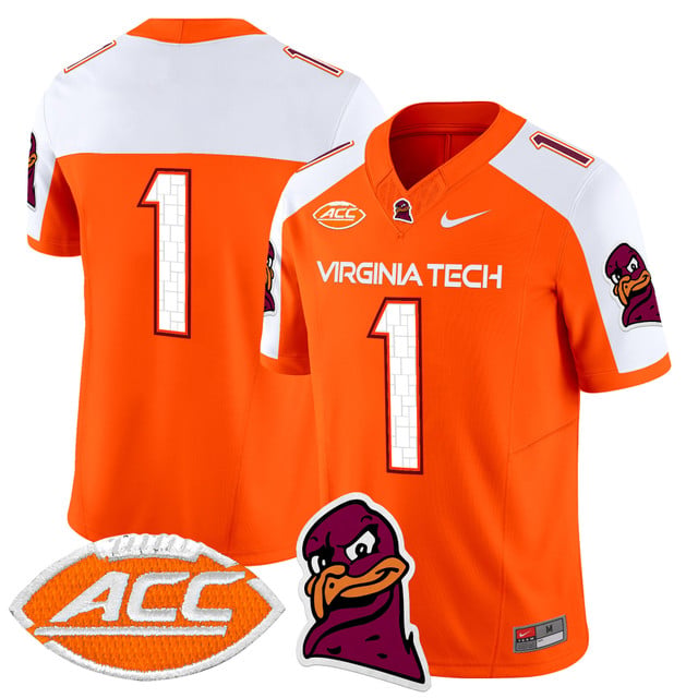 Men's Virginia Tech Hokies 2025 Vapor Limited Jersey orange white #1