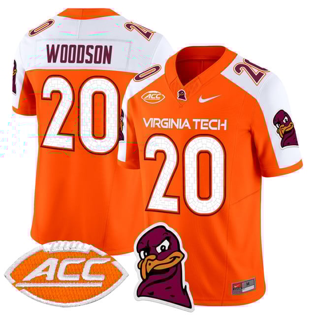 Men's Virginia Tech Hokies 2025 Vapor Limited Jersey orange white #20 Caleb Woodson