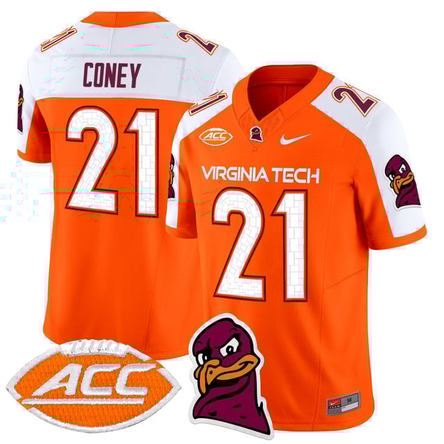 Men's Virginia Tech Hokies 2025 Vapor Limited Jersey orange white #21 Jeremiah Coney