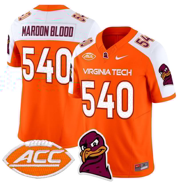Men's Virginia Tech Hokies 2025 Vapor Limited Jersey orange white#540 Maroon Blood