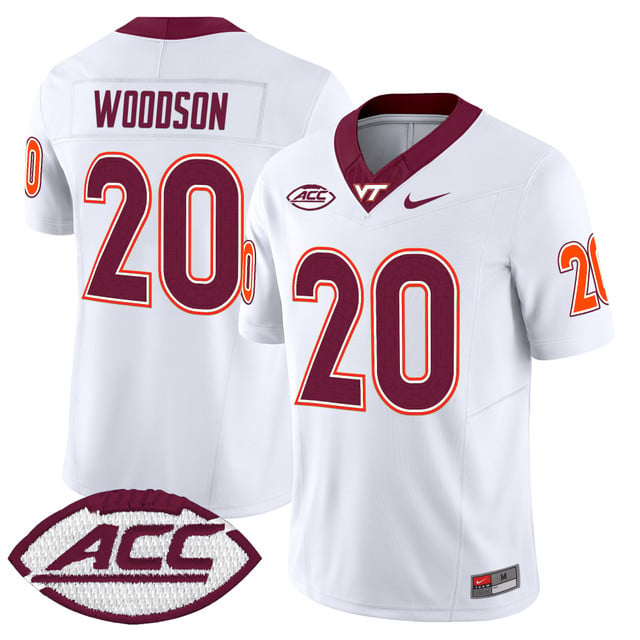 Men's Virginia Tech Hokies 2025 Vapor Limited Jersey white #20 Caleb Woodson