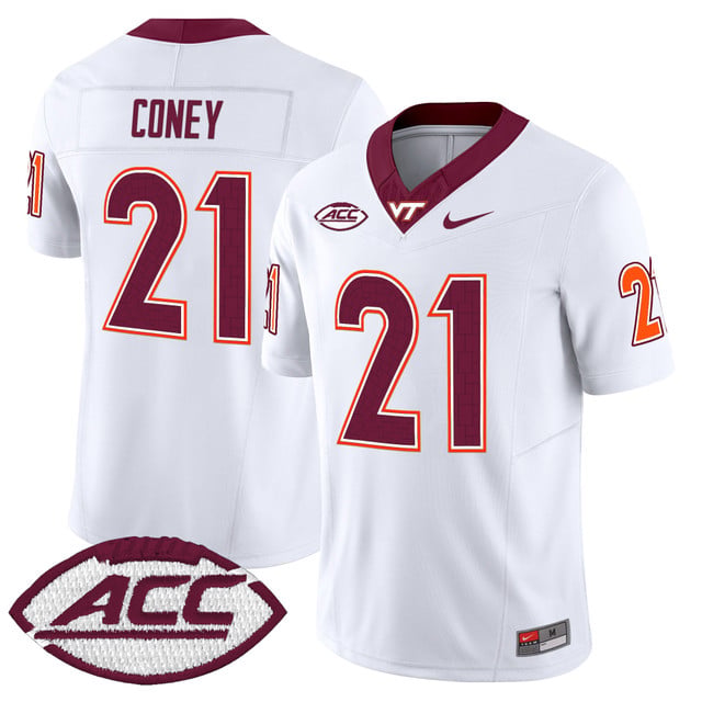 Men's Virginia Tech Hokies 2025 Vapor Limited Jersey white #21 Jeremiah Coney