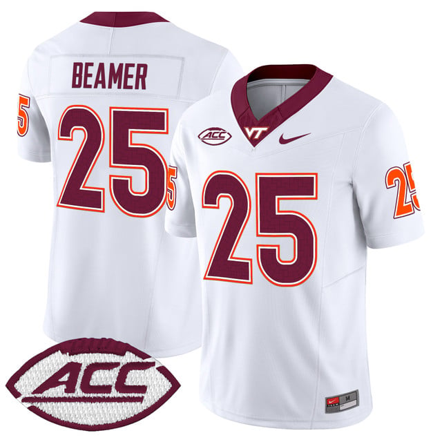 Men's Virginia Tech Hokies 2025 Vapor Limited Jersey white #25 Frank Beamer