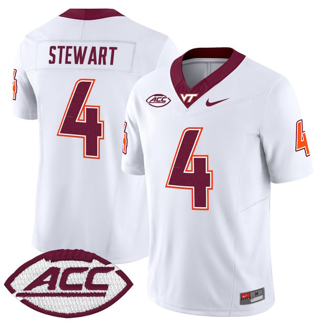 Men's Virginia Tech Hokies 2025 Vapor Limited Jersey white #4 Terion Stewart