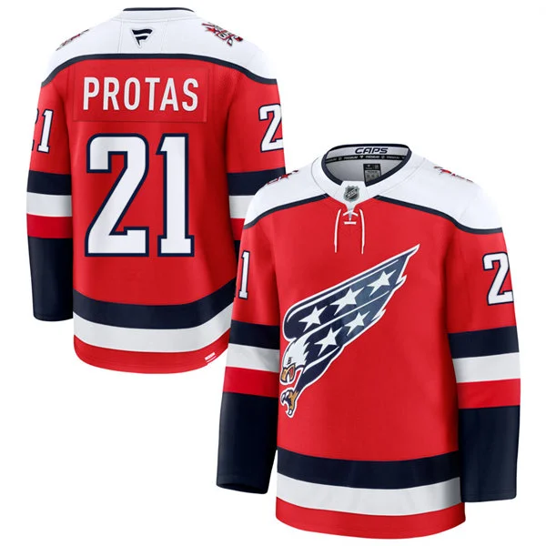Men's Washington Capitals #21 Aliaksei Protas Red Screaming Eagle Alternate Premium Jersey 