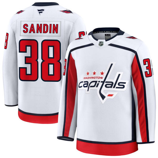 Men's Washington Capitals #38 Rasmus Sandin Fanatics Away White Premium Jersey 