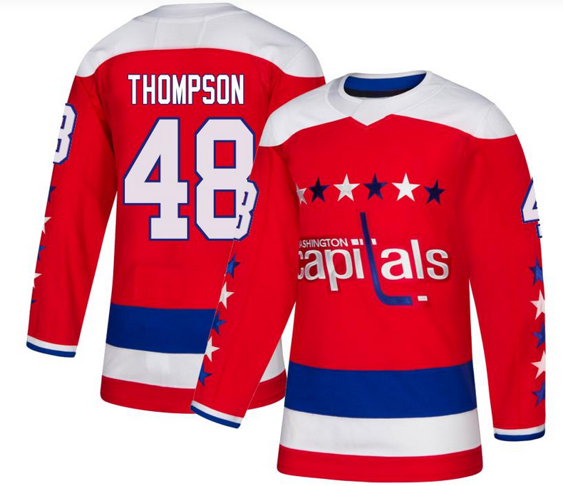 Men's Washington Capitals #48 Logan Thompson  Authentic Red Alternate Jersey