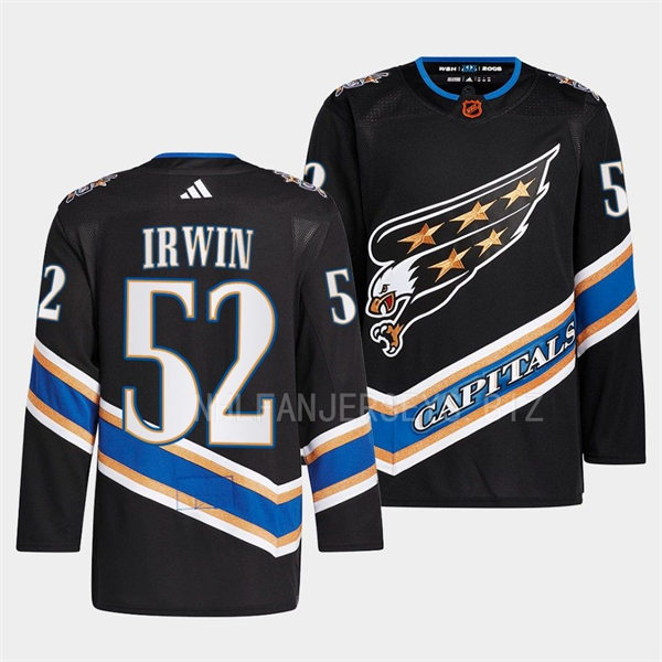 Men's Washington Capitals #52 Matt Irwin Black 2022 Reverse Retro Primegreen Jersey