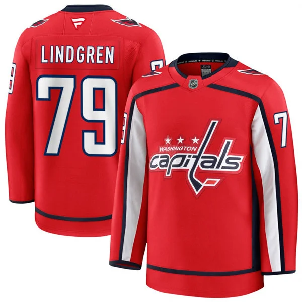 Men's Washington Capitals #79 Charlie Lindgren Fanatics Home Red Premium Jersey(3) 