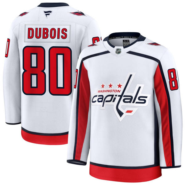 Men's Washington Capitals #80 Pierre-Luc Dubois Fanatics Away White Premium Jersey 