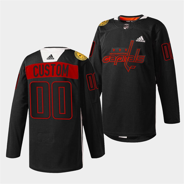 Men's Washington Capitals Custom Adidas 2022 Black History Night special warmup Jersey Stitched