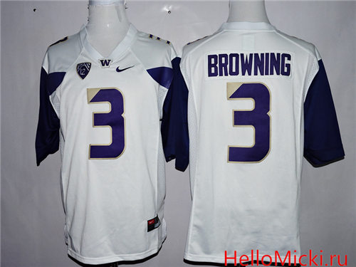 Men's Washington Huskies #3 Jake Browning White Limited Stitched College Football 2016 Nike NCAA Jersey 