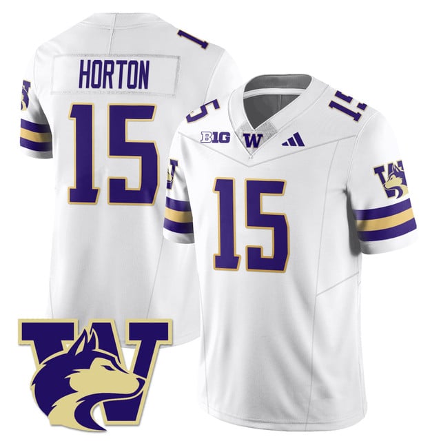 Men's Washington Husky Football 2025 Vapor Limited Jersey WHITE#15 KAI HORTON