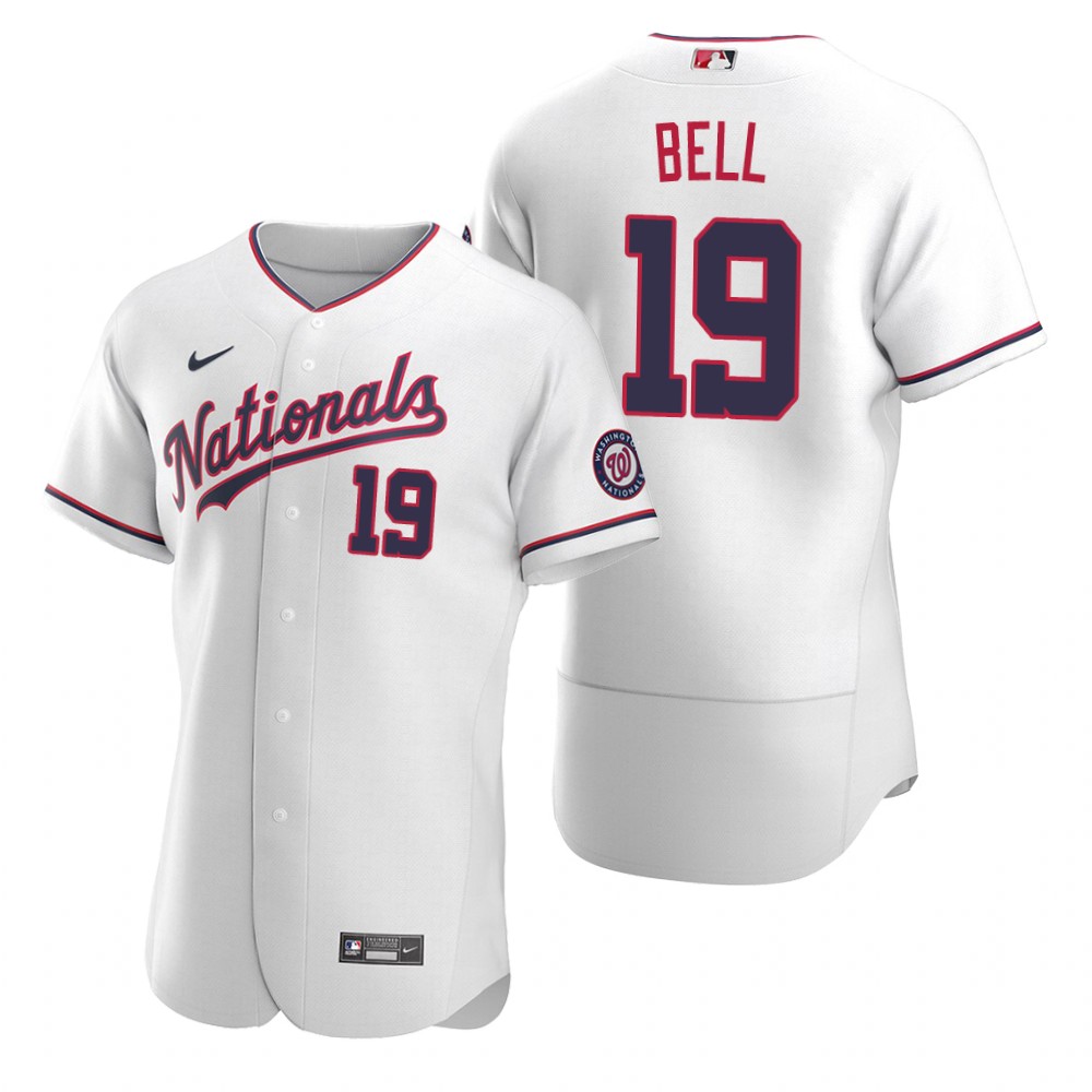 Men's Washington Nationals #19 Josh Bell Nike White Home Flexbase Jersey1