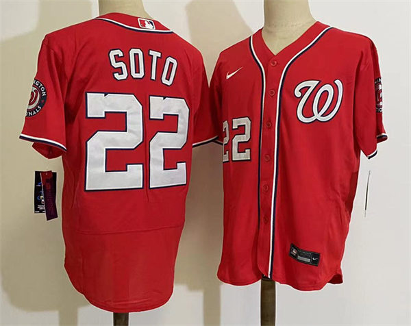 Men's Washington Nationals #22 Juan Soto Scarlet Alternate FlexBase Jersey