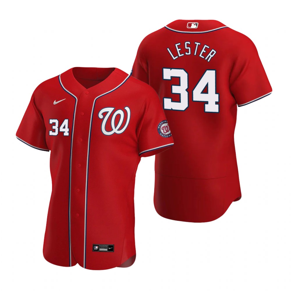 Men's Washington Nationals #34 Jon Lester Nike Scarlet Alternate Flexbase Jersey