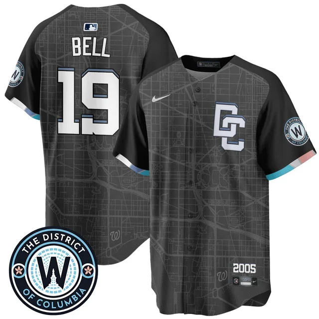 Men's Washington Nationals 2025 City Connect Limited Jersey BLACK #19 BELL