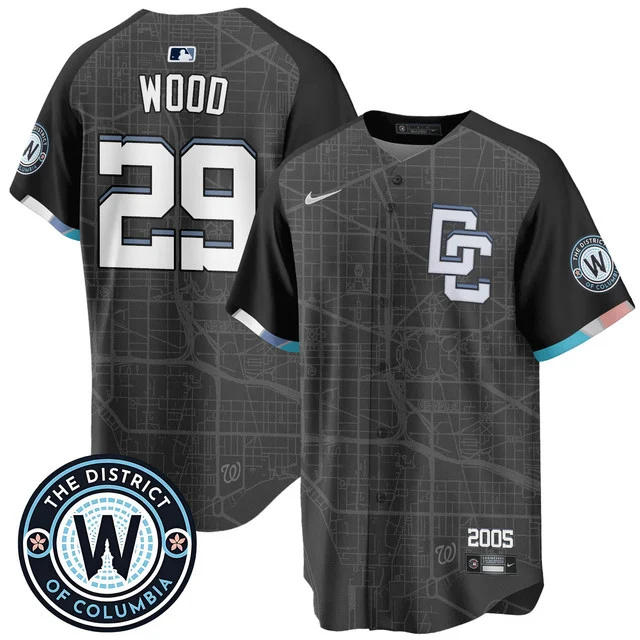 Men's Washington Nationals 2025 City Connect Limited Jersey BLACK #29 WOOD