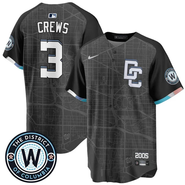 Men's Washington Nationals 2025 City Connect Limited Jersey BLACK #3 CREWS
