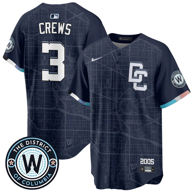 Men's Washington Nationals 2025 City Connect Limited Jersey NAVY #3 CREWS
