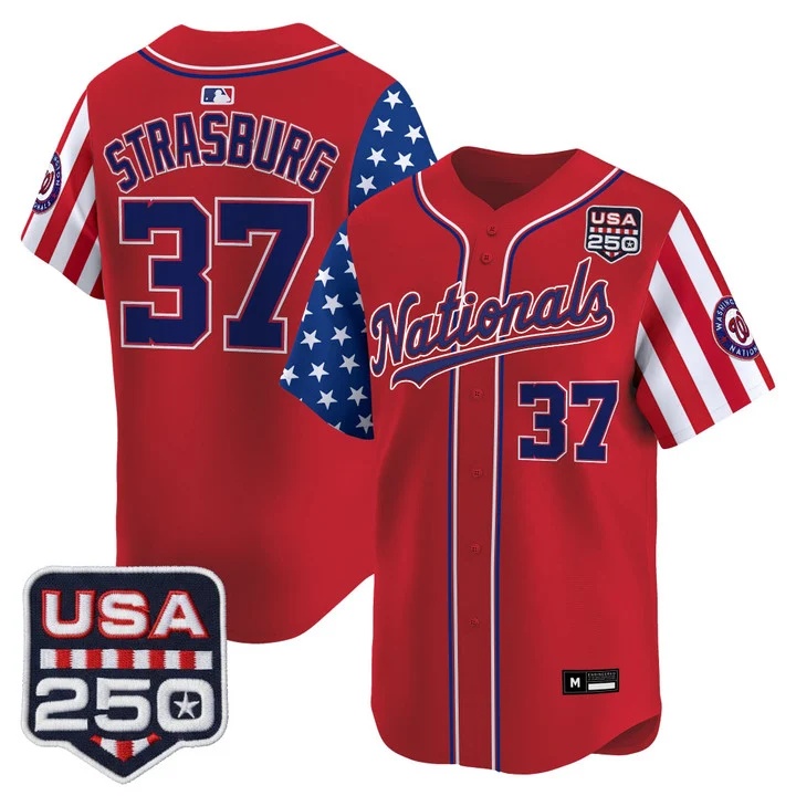 Men's Washington Nationals America 250 Edition Vapor Premier Limited Jersey RED#37 STEPHEN STRASBURG