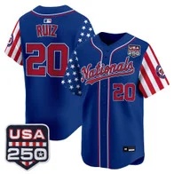 Men's Washington Nationals America 250 Edition Vapor Premier Limited Jersey ROYAL#20 KEIBERT RUIZ