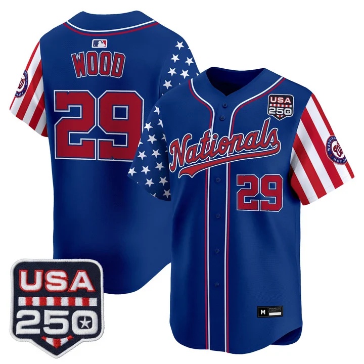 Men's Washington Nationals America 250 Edition Vapor Premier Limited Jersey ROYAL#29 JAMES WOOD