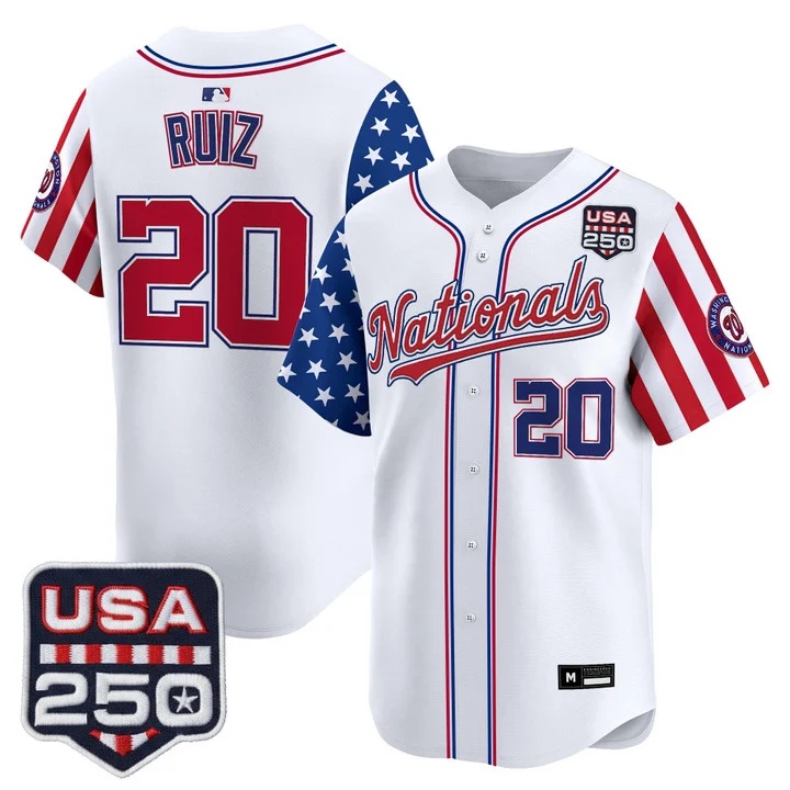 Men's Washington Nationals America 250 Edition Vapor Premier Limited Jersey WHITE#20 KEIBERT RUIZ
