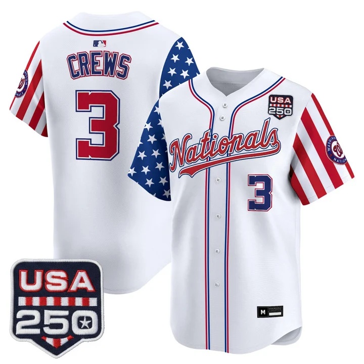 Men's Washington Nationals America 250 Edition Vapor Premier Limited Jersey WHITE#3 DYLAN CREWS