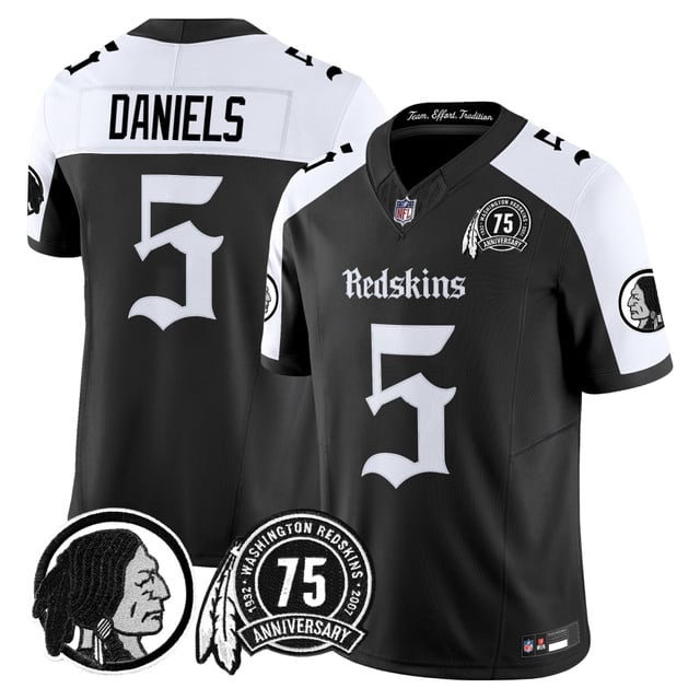 Men's Washington Redskins 'Gothic Capital Edition' Vapor Limited Jersey alternate #5 Jayden Daniels