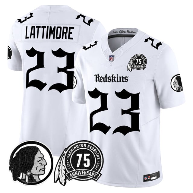 Men's Washington Redskins 'Gothic Capital Edition' Vapor Limited Jersey white #23 Marshon Lattimore