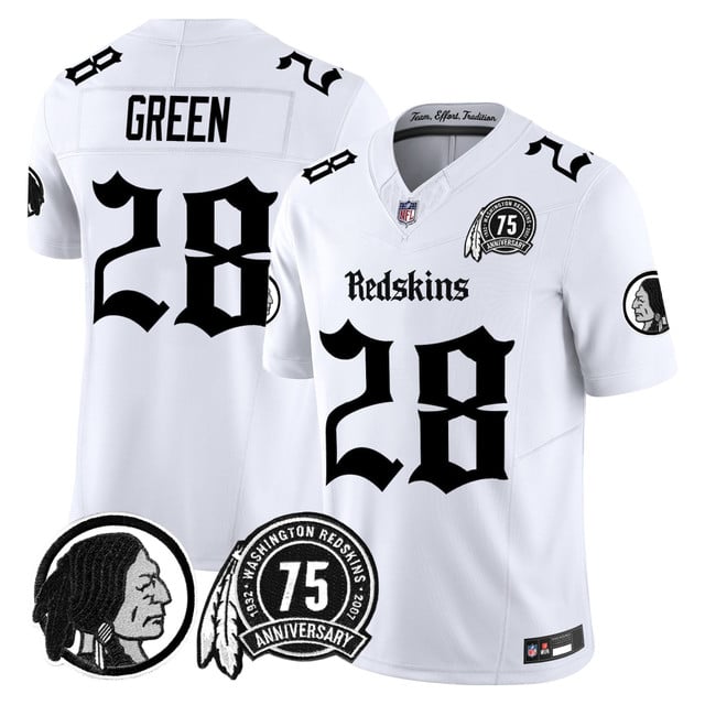 Men's Washington Redskins 'Gothic Capital Edition' Vapor Limited Jersey white #28 Darrell Green