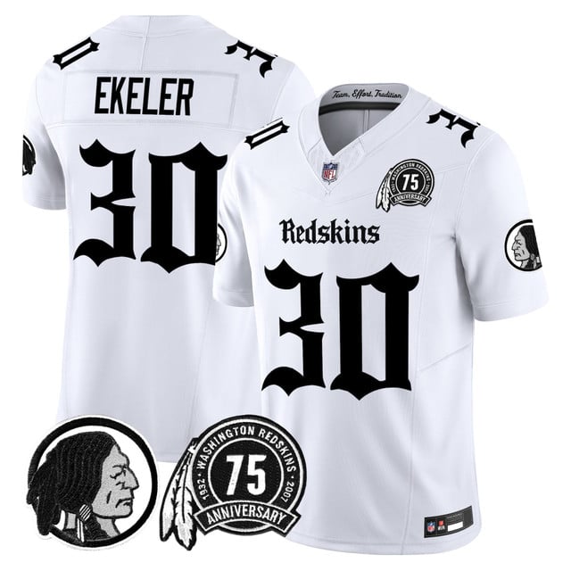 Men's Washington Redskins 'Gothic Capital Edition' Vapor Limited Jersey white #30 Austin Ekeler