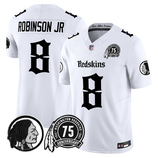 Men's Washington Redskins 'Gothic Capital Edition' Vapor Limited Jersey white #8 Robinson JR.