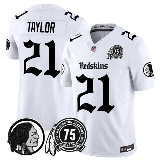Men's Washington Redskins 'Gothic Capital Edition' Vapor Limited Jersey white#21 Sean Taylor