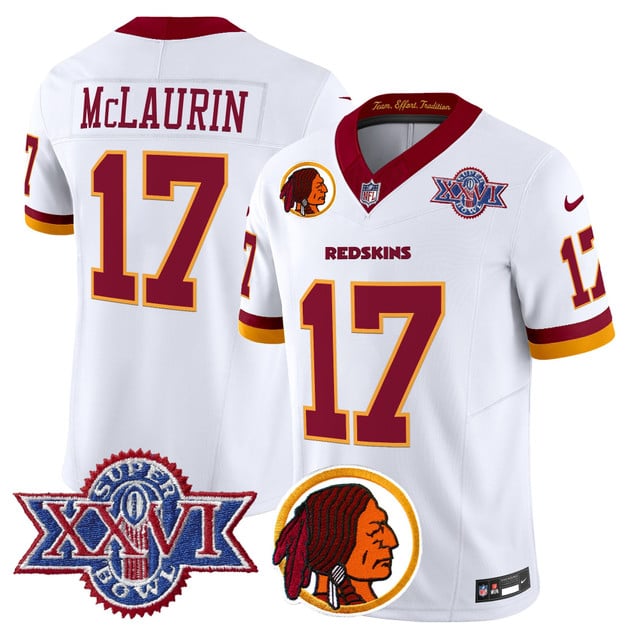 Men's Washington Redskins Throwback 1992 Super Bowl XXVI Patch Vapor Limited Jersey V2 #17 Terry Mclaurin