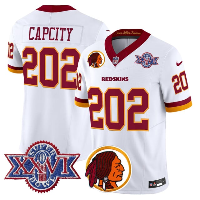 Men's Washington Redskins Throwback 1992 Super Bowl XXVI Patch Vapor Limited Jersey V2 #202 CAPCITY