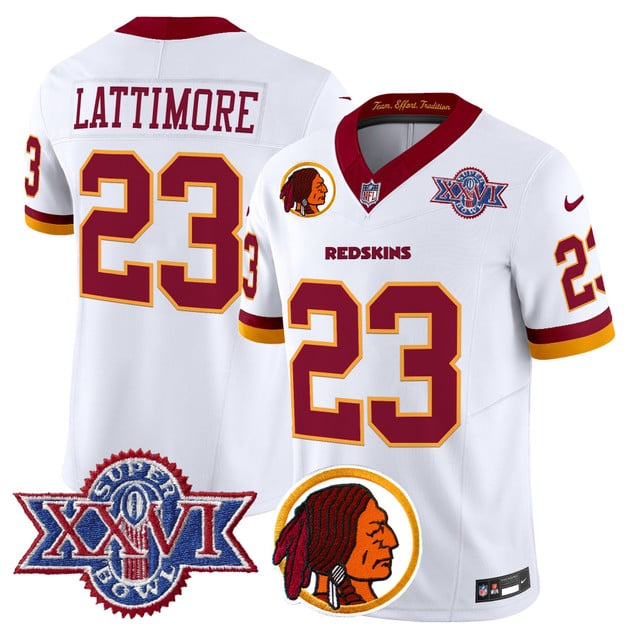 Men's Washington Redskins Throwback 1992 Super Bowl XXVI Patch Vapor Limited Jersey V2 #23 Marshon Lattimore
