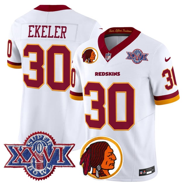 Men's Washington Redskins Throwback 1992 Super Bowl XXVI Patch Vapor Limited Jersey V2 #30 Austin Ekeler