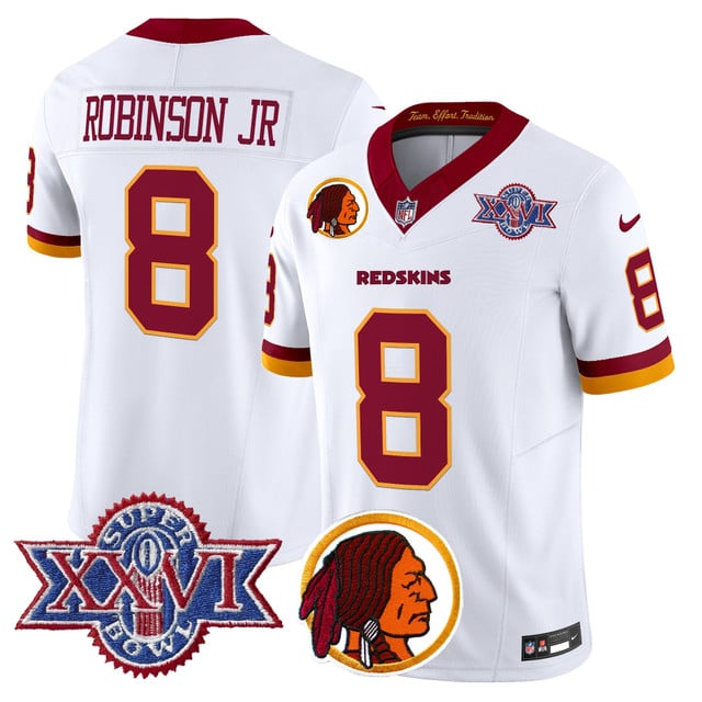 Men's Washington Redskins Throwback 1992 Super Bowl XXVI Patch Vapor Limited Jersey V2 #8 Robinson JR.