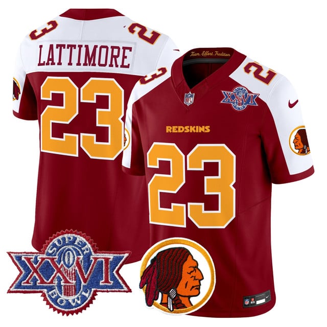 Men's Washington Redskins Throwback 1992 Super Bowl XXVI Patch Vapor Limited Jersey V2 ALT #23 Marshon Lattimore