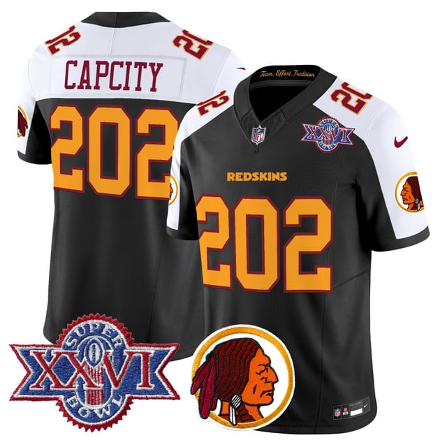 Men's Washington Redskins Throwback 1992 Super Bowl XXVI Patch Vapor Limited Jersey V2 BLACK #202 CAPCITY