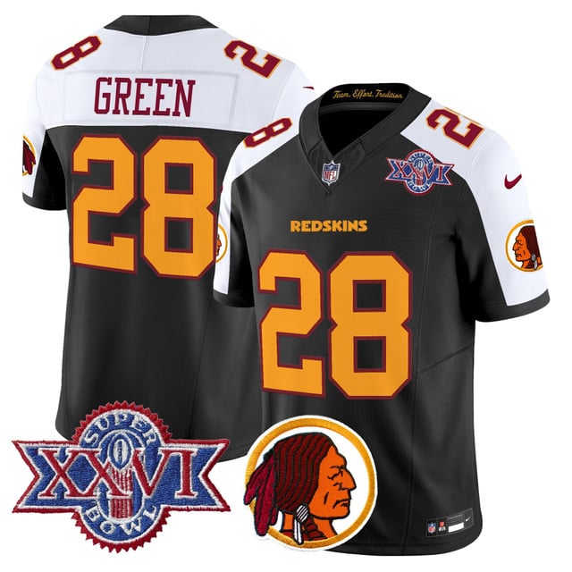 Men's Washington Redskins Throwback 1992 Super Bowl XXVI Patch Vapor Limited Jersey V2 BLACK #28 Darrell Green