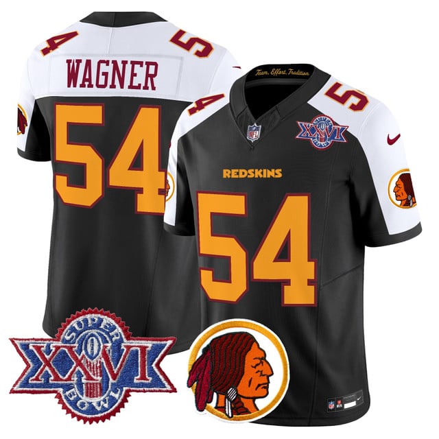 Men's Washington Redskins Throwback 1992 Super Bowl XXVI Patch Vapor Limited Jersey V2 BLACK #54 Bobby Wagner