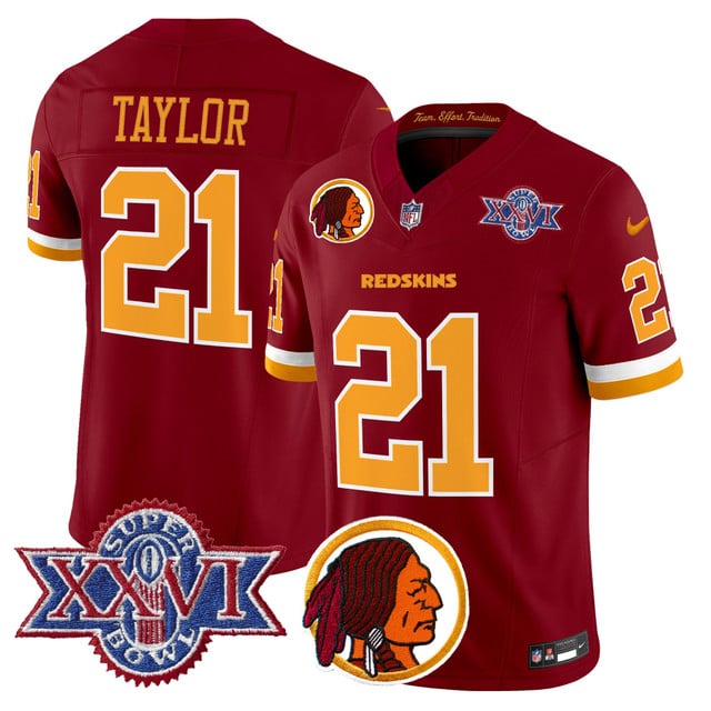Men's Washington Redskins Throwback 1992 Super Bowl XXVI Patch Vapor Limited Jersey V2 RED #21 Sean Taylor