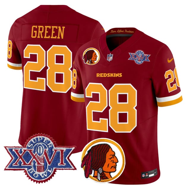 Men's Washington Redskins Throwback 1992 Super Bowl XXVI Patch Vapor Limited Jersey V2 RED #28 Darrell Green