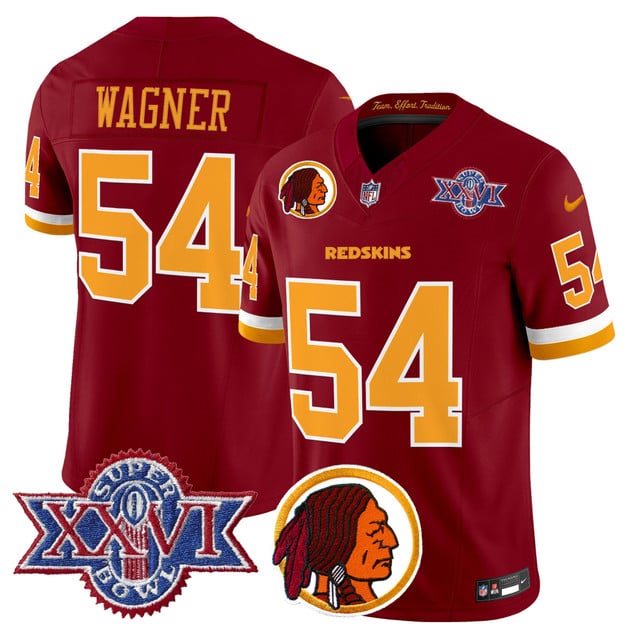 Men's Washington Redskins Throwback 1992 Super Bowl XXVI Patch Vapor Limited Jersey V2 RED #54 Bobby Wagner