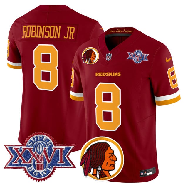 Men's Washington Redskins Throwback 1992 Super Bowl XXVI Patch Vapor Limited Jersey V2 RED #8 Robinson JR.