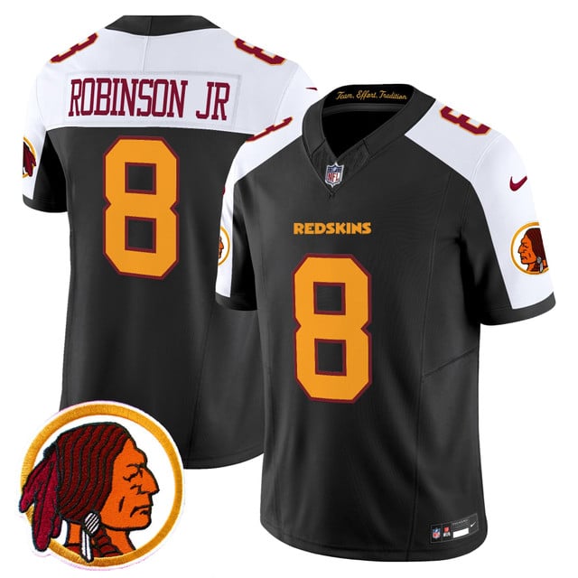 Men's Washington Redskins Throwback Vapor Limited Jersey V2 black #8 Robinson Jr.