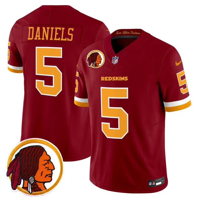 Men's Washington Redskins Throwback Vapor Limited Jersey V2 red #5 Jayden Daniels